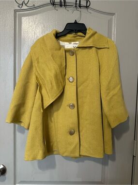 Tabitha Womens Large Anthropologie Tabitha Wool Coat Yellow Chic Old Money